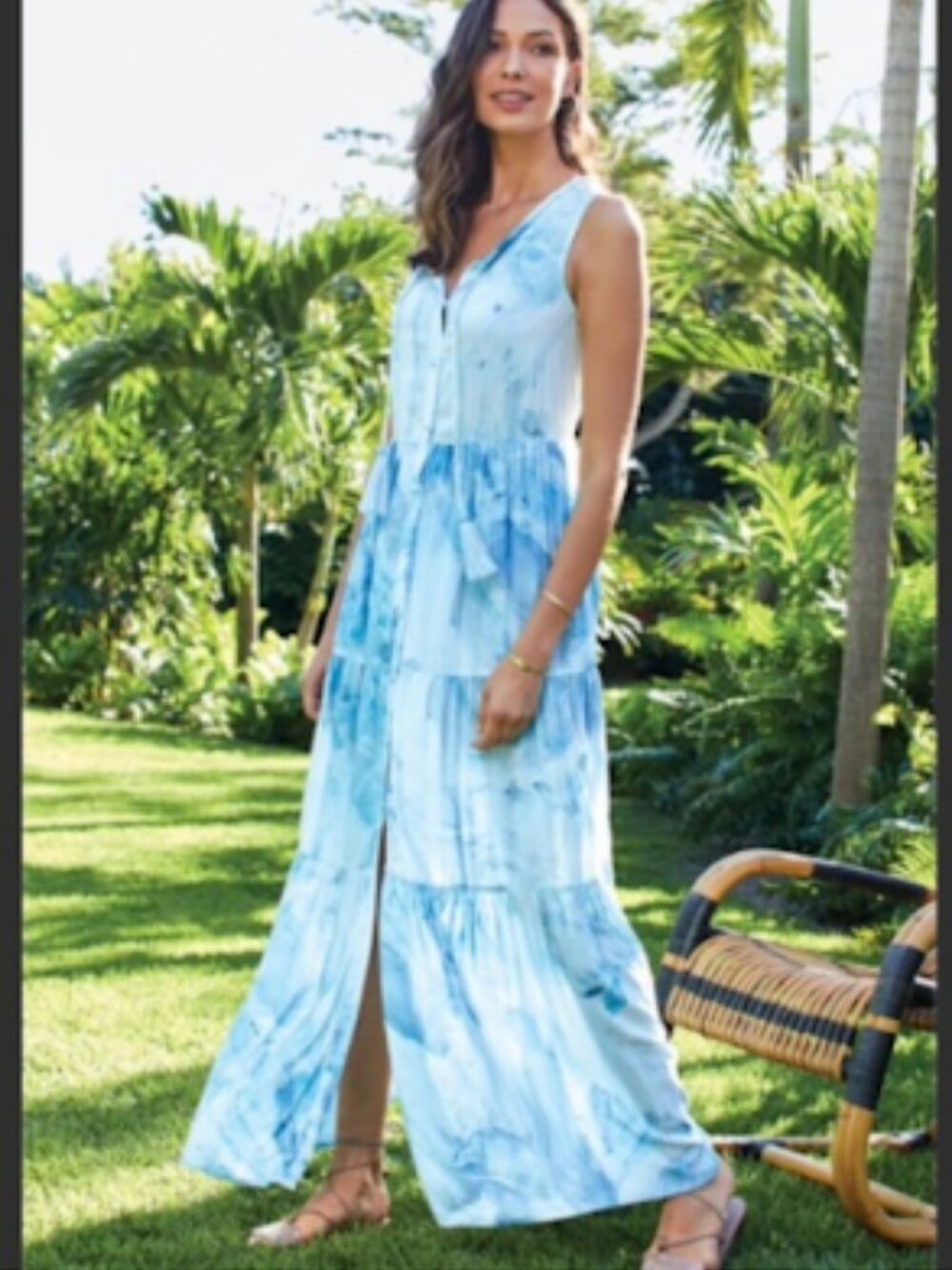Soft Surroundings Baby Blue Wailana Tie Dye Maxi Dress 3X